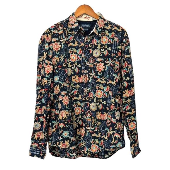 Desigual Man Button Down Shirt Colorful Tropical Elephant Artsy Size XXL Regular - Picture 1 of 10